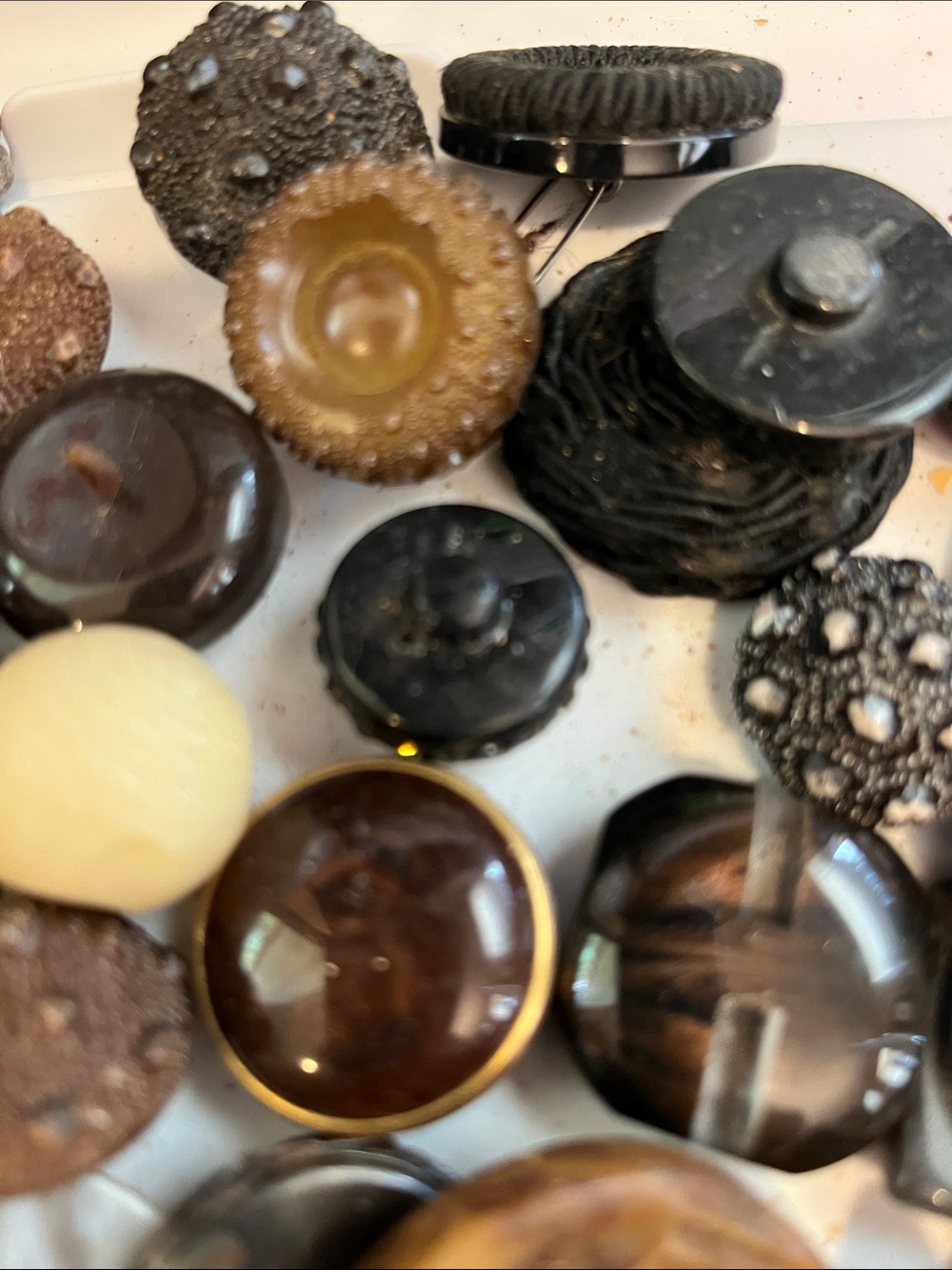 Assorted Vintage Black, Brown, Cream and Tan Decorative Buttons - fiber crafts - Picture 7 of 7